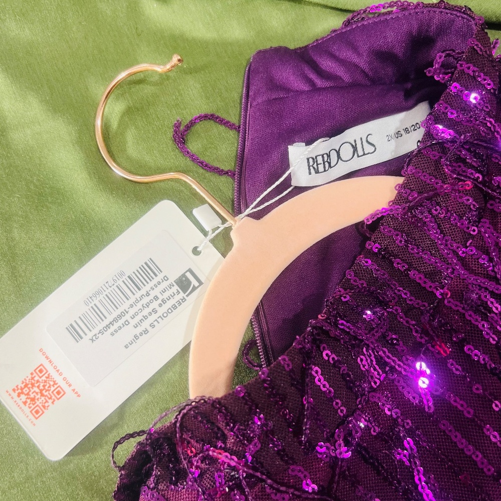 REBDOLLS PURPLE SEQUIN DRESS 2X - Picture 6 of 6